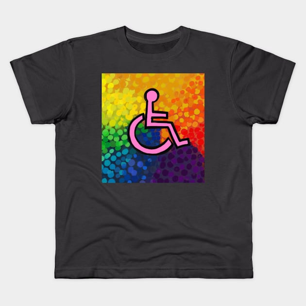 Rainbow Wheelchair Accessibility Kids T-Shirt by annieelainey
